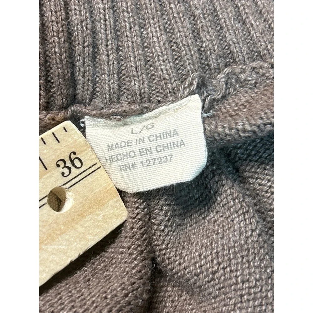 Haggar Mens Brown Knit Mock Neck Button Up Pullover Sweater L G‎ - Picture 3 of 8